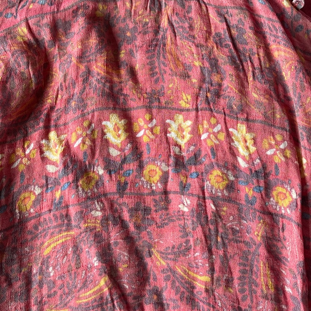 KIMCHI BLUE washed out look red & yellow floral/tribal strappy mini dress - Picture 13 of 15